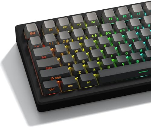 Womier PBT Keycaps Black, Gradient Double Shot 60 75 100 Percent, Shine Through Side Printed Cherry Profile for Mechanical Gaming Keyboards (Only Keycaps)
