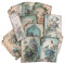 30 Stück Vintage Aesthetic Sticker für Scrapbooking, Material Dekoratives Papier, für Album, Tagebuch, Bullet Journal DIY (10 Arten von Bildern, 3 von jede) Thema Blumen und Vögel, Cyan