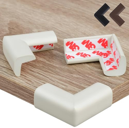 Hoffenbach 20 x Protector de Esquinas para Bebé – Protectores de Seguridad en Espuma para Bordes de Muebles y Mesa – Protección Infantil Autoadhesiva para Bebés y Niños en el Hogar - Blanco