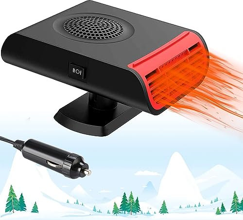 Showvigor Autoheizung 12V Zigarettenanzünder, 150W Anti-Beschlag Auto-Heizung Windschutzscheibe Defroster, 360° Drehbarer Scheibenenteiser Car Heater Pour Camping RV Voiture