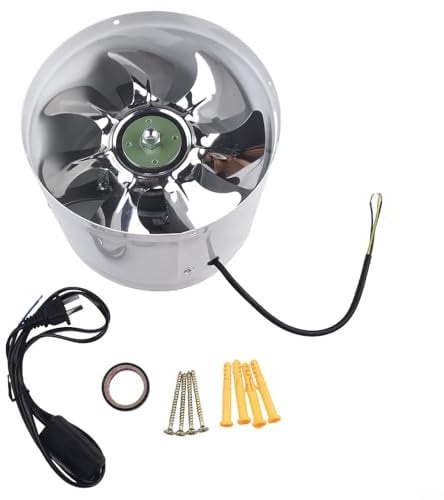 HOHOVYVY Tube Fan, 200 mm, Tube Fan, Adjustable, Drain Fan, 200 mm, Inline Tube Fan, Smoke Exhaust, Duct Fan, 1050 m³/h, Inline (White)