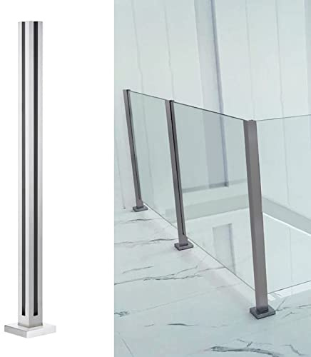 Poteau de balustrade de Pont argenté pour Panneau de Verre/Plastique/Bois 10/12 mm, Poteau de balustrade en Verre en Acier Inoxydable pour Balcon/escalier de couloir/mezzanine de Plate-Forme