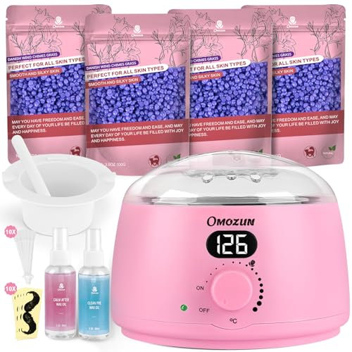 Waxing Set Wachs Haarentfernung Maschine: Wachswärmer Gerät mit LED-Digitalanzeige - Rein Natürlicher Wachsmaschine zur Enthaarungswachs - Warmwachsgerät Geeignet für Nasenhaar Wachs (Rosa)