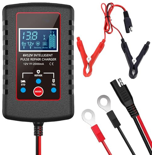 Autobatterie Ladegerät, Batterie Ladegerät Auto 6V 12V, Batterieladegerät Auto Vollautomatisches Intelligentes, Autobatterie und Motorradbatterieladegerät für Autos, Motorräder, Pkw, LKW