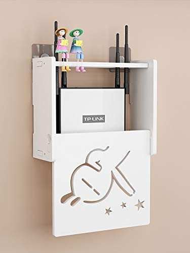 XMWOEIX Ausgehöhltes PVC-Rack für WiFi-Router, TV-Set-Top-Box, dekorative Wandbox, zur Aufbewahrung von Verlängerungskabeln und zur Organisation von Kabeln (formaldehydfrei) (Farbe: A)