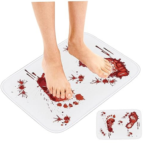 Veesper Tappetino da bagno di sangue 15.75x23,62 pollici tappetino da bagno di Halloween Super Assorbente Baglie da doccia a flanella non slittata per bagni, porte, tappetini per animali domestici