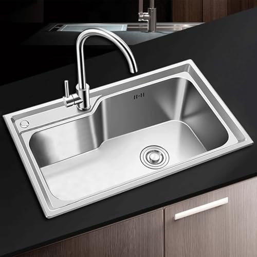 Fregadero Cocina 55x40cm Fregadero Bajo Encimera o Sobre Encimera Fregaderos de un seno, Fregaderos de Cocina de Acero Inoxidable con 2 Agujeros de Montaje y Escurridor