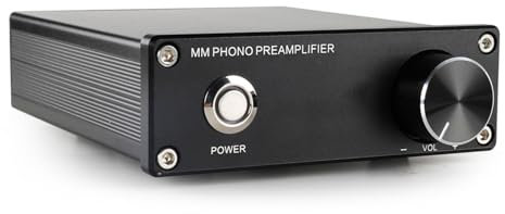 Vituord Preamplificatore Phono MM/MC, Preamplificatore Giradischi, Preamplificatore Hi-Fi, con Volume Regolabile, Ingresso E Uscita RCA, Adattatore di Alimentazione DC12V