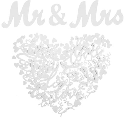 Mr & Mrs Deko Hochzeit Und 100 Pcs Hochzeitsdeko, Herzförmige Tischdeko Hochzeit, Holzbuchstaben Weiß Für Streudeko, Dekoset Für Die Dekoration Von Hochzeitsfeiern