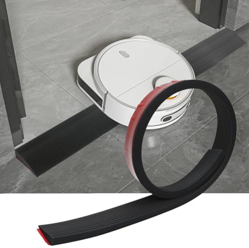 Piashow Door Threshold Ramp for Robot Vacuum Cleaner, Rubber Ramp, Drive Ramp, Transitional Adhesive Profile, Threshold Ramp (Black, 8 x 1 x 100 cm)