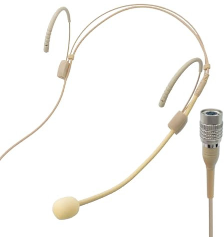 MICMXMO Einzigartiges Mikrofon mit Kopfbügel, kompatibel mit Audio-Technica, kabelloser Sender, Omnidirektional, Kondensator Mic, Beige (Hirose-Stecker 4-polig)