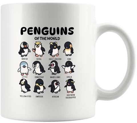 Panvola Penguins Of The World Penguin Lovers Gifts For Women Men Animal Lovers Gifts Novelty Drinkware Ceramic Mug 11 oz White
