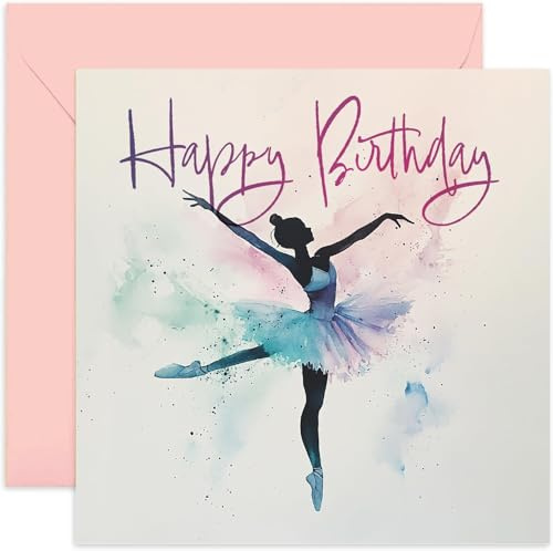Ballett-Geburtstagskarte für Sie – für junge Mädchen und erwachsene Frauen – Ballerina-Kunstwerk – elegantes schönes Ballett-Geburtstagsgeschenk für Freundin, Schwester, Tochter, Enkelin