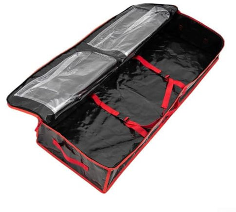 Reißverschluss-Sack für Weihnachtsbaum-Aufbewahrung, große Kapazität, für die Organisation und den Schutz von Urlaubsdekorationen (schwarz rot)