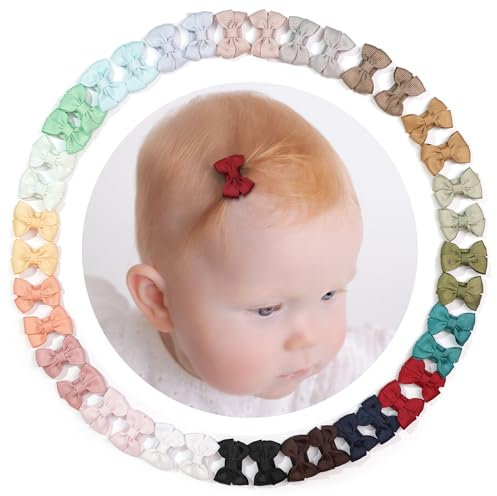 JOYOYO 40 horquillas para el pelo de bebé, lazos artesanales, tamaño pequeño, lazo de 3,5 cm, pinzas pequeñas especiales para recién nacidos