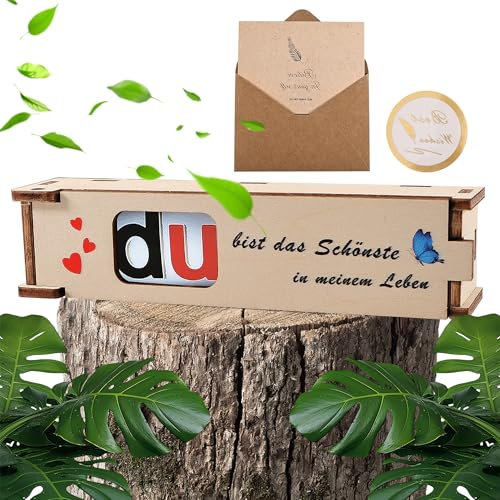 Editbar Du bist das Schönste in meinem Leben - Jahrestag Geschenk für ihn - Duplo-Geschenkbox Holz -Geschenke für Freundinnen, Partner, Geschenke für Männer, Frauen, Liebste - ohne Schokoriegel