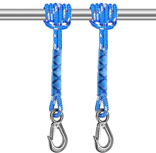PORFOYO Lot de 2 cordes de fixation pour balançoire, 50 cm, corde de suspension pour hamac, cordon de suspension avec mousquetons, capacité de charge de 200 kg, pour balançoire, fauteuil suspendu