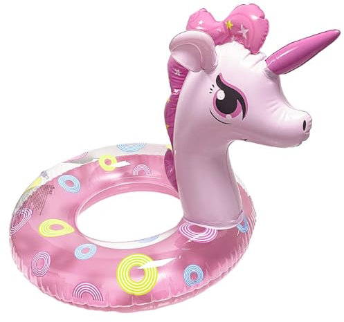 Unicorn Float Enfant, Darryy Einhorn Schwimmring, Bouee Gonflable Piscine Ado, Anneau de Natation Licorne, Paillettes, Eté, Plage, Fête de La Natation (Cercle Rose, 70)