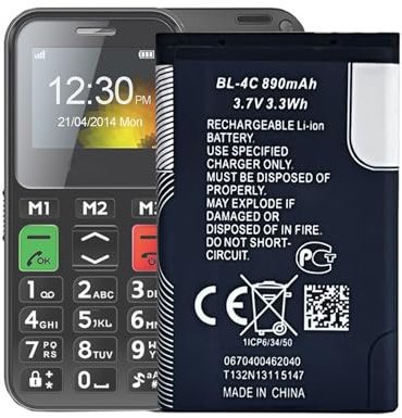 MUKUZI AKKU Compatible with Emporia Telme C150, Telme C151, Telme T200, Telme X200 Handy Smartphone Telefon (Replacement for AK-C150 BL-4C)