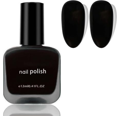 Black Nail Polish - Matte Nail Varnish - Matte Finish Natural Base Classical Dark Black Breathable Nail Polish - Long Lasting No Need UV Air Quick Dry Chip Resistant DIY Nail Art