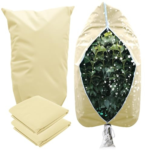 2 Stück Frostschutzhaube für Pflanzen 120x180 cm – 80gsm Gartenvlies Pflanzenschutzhaube groß mit Reißverschluss & Kordel, Winterschutz Pflanzen außen, Abdeckvlies für Obstbäume & Gartenpflanzen