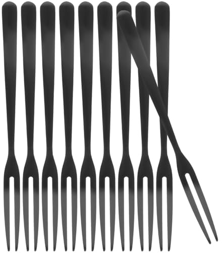 ULTECHNOVO Lot De 10 Fourchettes À Fruits En Acier Inoxydable 2 Dents 5.39 Pouces Fourchettes À Dessert Réutilisables Pour Fêtes Bar Hôtel Maison Ktv