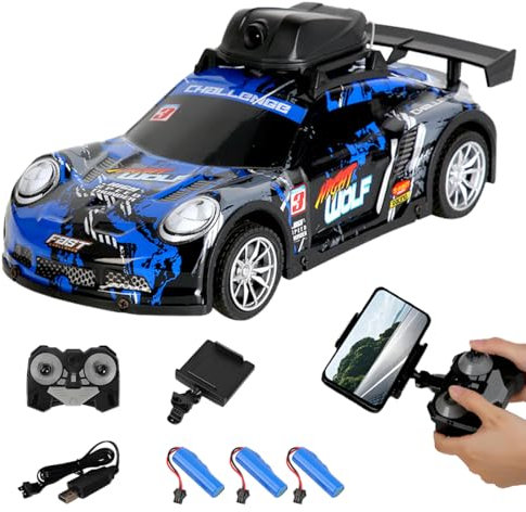 JOYARCH Mini RC Drift Car, 2.4G 4CH Remote Control Car with LED Lights and HD Camera, Electric Racing Cars for Adult