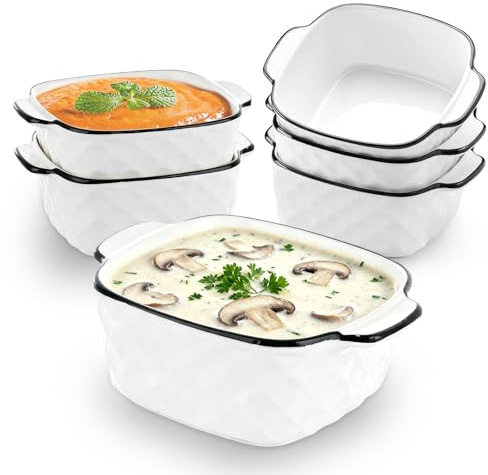 MEIDIV Set of 6 13Oz Ceramic Baking Dishes, Individual Pie Dishes, Small Lasagne Dish for Oven, Small Ceramic Dish for Lasagne, Tiramisu Air Fryer Safe
