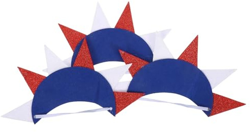 MUELODSIC 3 Stück Pack Elastische Haarbänder mit Freiheitsstatue Motiv aus Vliesstoff Patriotischer Kopfschmuck zum 4 Juli für Unabhängigkeitsfeiern Glitzerndes Stirnband in Einheitsgröße