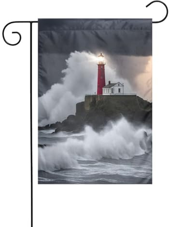 Leuchtturm im Sturm Druck, Outdoor-Flagge, Banner, Dekoration, 30,5 x 45,7 cm, Hof-Dekorationen, Geschenke für Hausdekoration, Partyzubehör