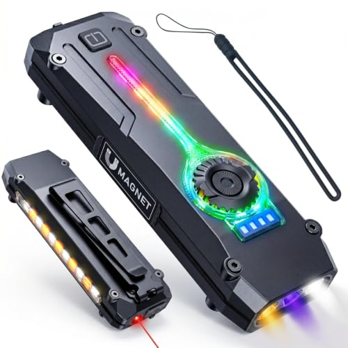 Adewalk EDC101 Taschenlampe LED Aufladbar 12 Lichtmodi 1200 LM Extrem Hell Mini Taschenlampe,72H+ Laufzeit Taktische Flashlight USB-C mit Metall Clip, Kleine Taschenlampe für Camping Outdoor Notfälle