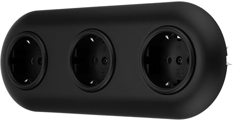 Unterputz Retro Steckdose 3-Fach, Steckklemme, All-in-One, Serie VX1 schwarz-matt