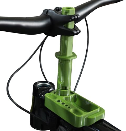 Supporto di riparazione con tubo di sterzo virtuale per bicicletta, supporto per accessori per bici con scomparti, vassoio attrezzi, tubo di sterzo virtuale, casa, garage, officina, biciclette