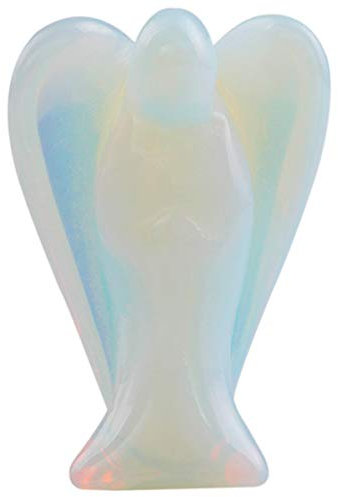 mookaitedecor Edelstein Opalit Engel Figur Deko, Handgeschnitzt Heilstein Schutzengel Statue für Talisman Glücksbringer Fengshui Dekoration, 38-43 mm Hoch