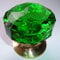 Green Door knobs mortice Handle Large Cut Glass (Pair) Brass Base 6.5 cm