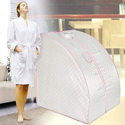 Cabina sauna a vapor para sauna doméstica en casa, baño de vapor portátil en casa Mobile Sauna Spa (Plateado)