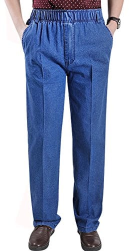 Youlee Hommes Taille élastique Pantalon Droit Jeans