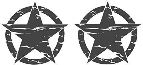Generisch 2 x US Stern Aufkleber Retro Autoaufkleber erhältlich in 15x15cm, 20x20cm, 30x30cm USA Star Army Military Sticker 267/5 (schwarz matt, 20x20cm)