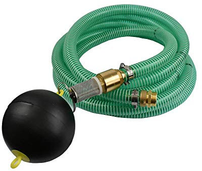 KLASEBO® Tuyau d'aspiration 1 - 25 mm de diamètre intérieur - Pompe pour étang ou piscine - Vert - Industriel - Acier inoxydable, Laiton, Plastique - 7,5 m de hauteur d'aspiration max.