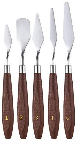FLZONE Palettenmesser Malwerkzeuge,5 Stück MÖl-Malen Spachteln Malmesser Set Palette Messer Set für Künstler Ölgemälde,Acrylmalerei