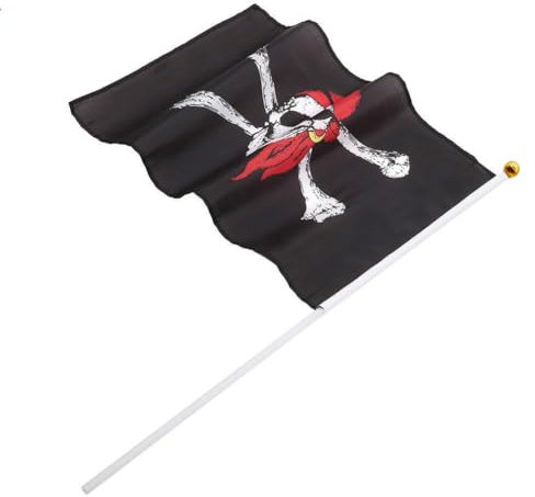 2pcs Inicio Halloween Party Decor Bandera Pirata del Cráneo De La Bandera Pirata De Poliéster Bandera Asustadiza