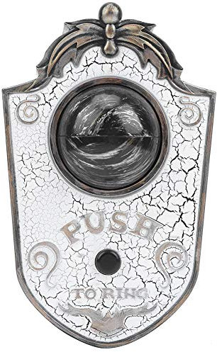 Décoration à Suspendre de Porte de Sonnette à Un œil d'halloween avec Globe oculaire en Acier Inoxydable sonore (7,1 x 4,3 Pouces)(Blanc)