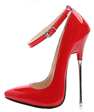 16CM/6,30IN Frauen einfarbig spitz sexy Stiletto High Heels Sandale Pumps Damen High Heels sexy Pole Dancer Stripper Ferse Stiletto Party Sandalen,Rot,39 EU