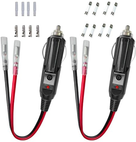 Dongge Auto-Ersatzstecker für Zigarettenanzünder 12 V / 24 V KFZ Schiff DIY-Netzkabel für Zigarettenanzünder Der Stecker Wird mit Ersatzsicherung und Klemmen-Kit geliefert 2 Stück Set