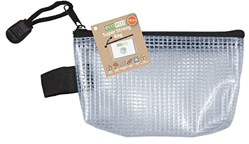 eco-eco Micro 95% recycelte, super starke Tasche, wasserdichte Netz-Tuff-Tasche, verstärkter schwarzer Reißverschluss, 13 x 8 cm, eco122