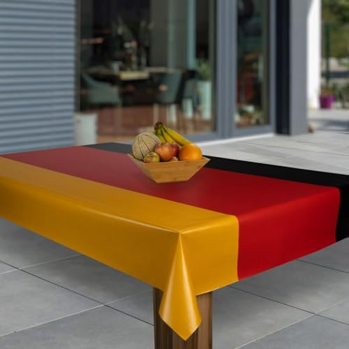 laro Wachstuch-Tischdecke Abwaschbar Garten-Tischdecke Wachstischdecke PVC Plastik-Tischdecken Eckig Meterware Wasserabweisend Abwischbar G03, Muster:Deutschland WM Flagge, Größe:100x240