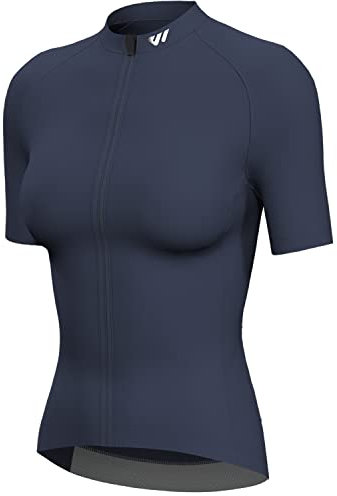 Lo.gas Radtrikot Damen Kurzarm,Fahrradtrikot Rennrad Trikot Atmungsaktiv Frauen Fahrrad Shirt Sommer Fahrradjacke Radfahren Top Mit 3 Taschen L Grau-Blau