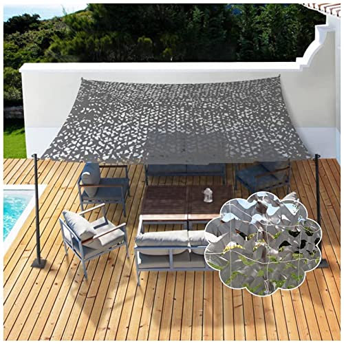 Tarnnetz Grau, Sonnensegel, Jagd Camouflage Netz, 2x3/3x4/5x6m Militärisches Schattierungsnetz, Für Tarndekoration, Terrassen-Sonnenschutz, Outdoor-Camping,3x4m(9.8 * 13ft)
