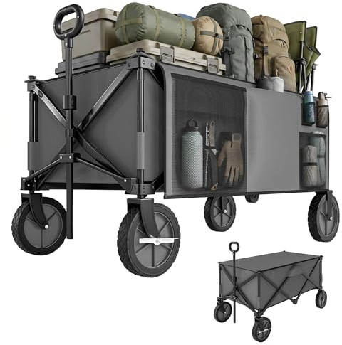 Outsunny Bollerwagen Faltbar Handwagen mit Räder Bremsen 120kg Dunkelgrau