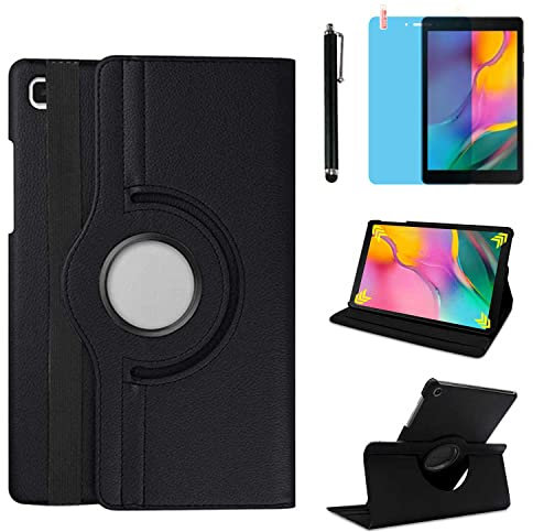 Custodia per Samsung Galaxy Tab A7 Lite 8.7'' 2021 (SM-T220 T225 T227), con supporto girevole a 360 gradi, con pennino capacitivo, pellicola per schermo (Black)